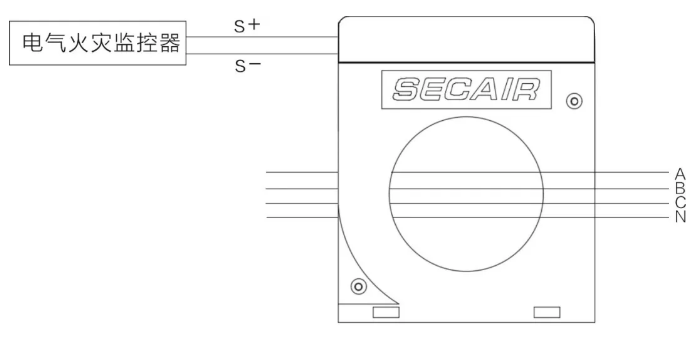 J-SCM41(160)剩余電流式<a href=http://m.hafz.com.cn/dianqihuozai/ target=_blank class=infotextkey>電氣火災監控</a>探測器接線圖